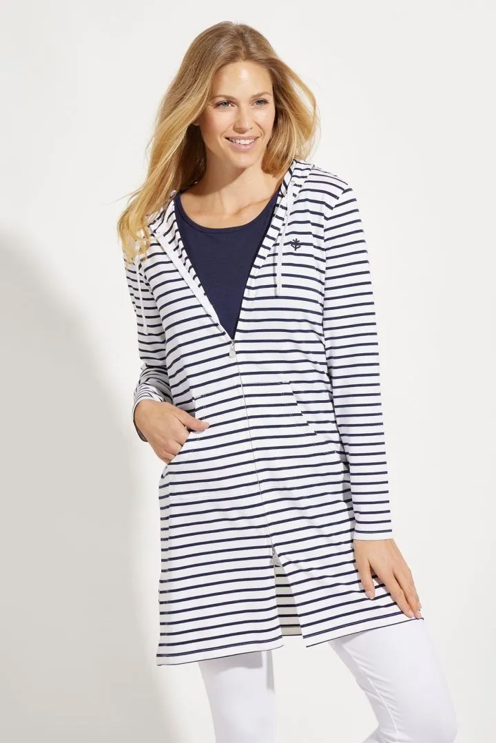 Coolibar - UV long cover up for ladies - Navy stripes