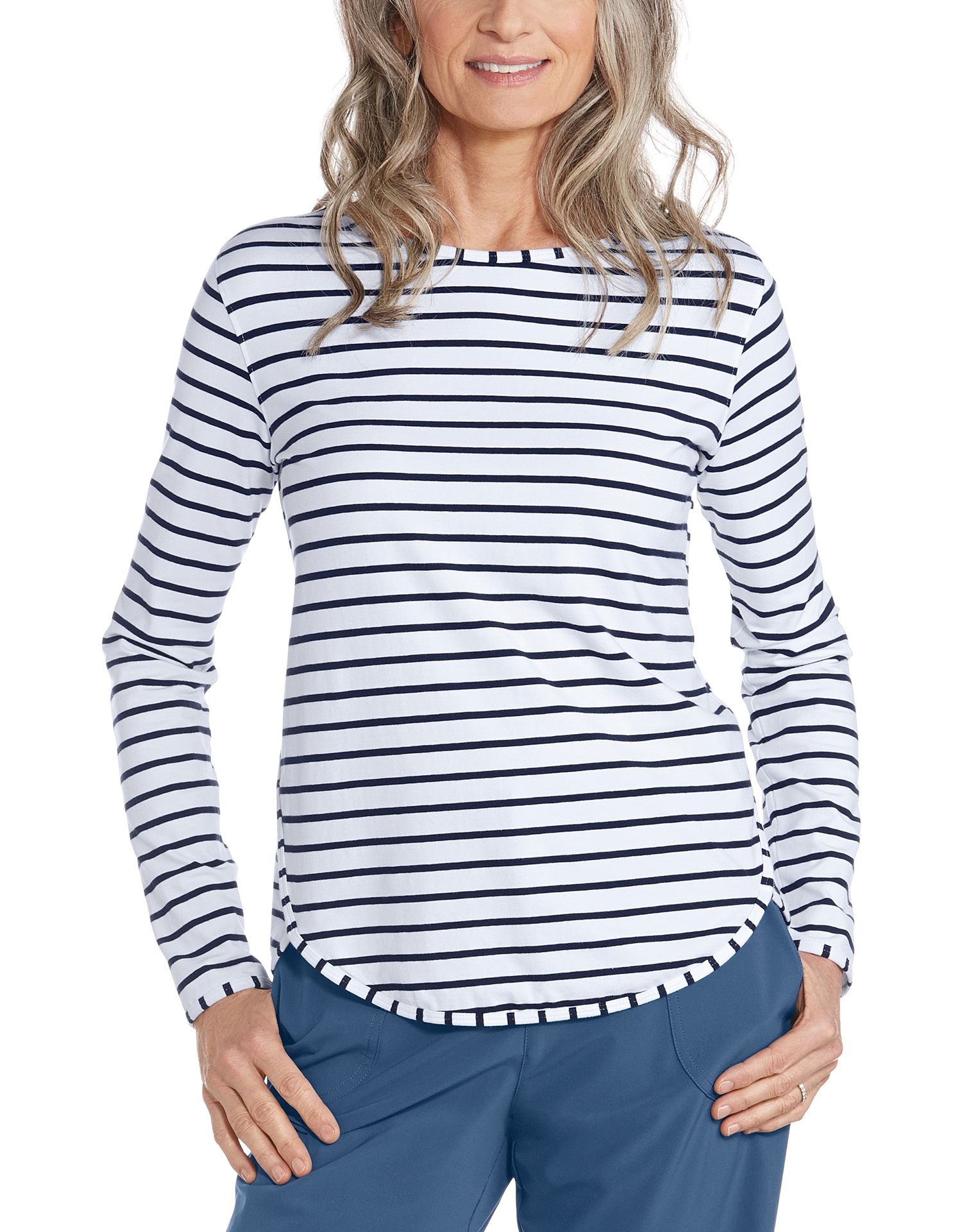 Coolibar - UV Shirt for women - Longsleeve - Heyday - White/Navy