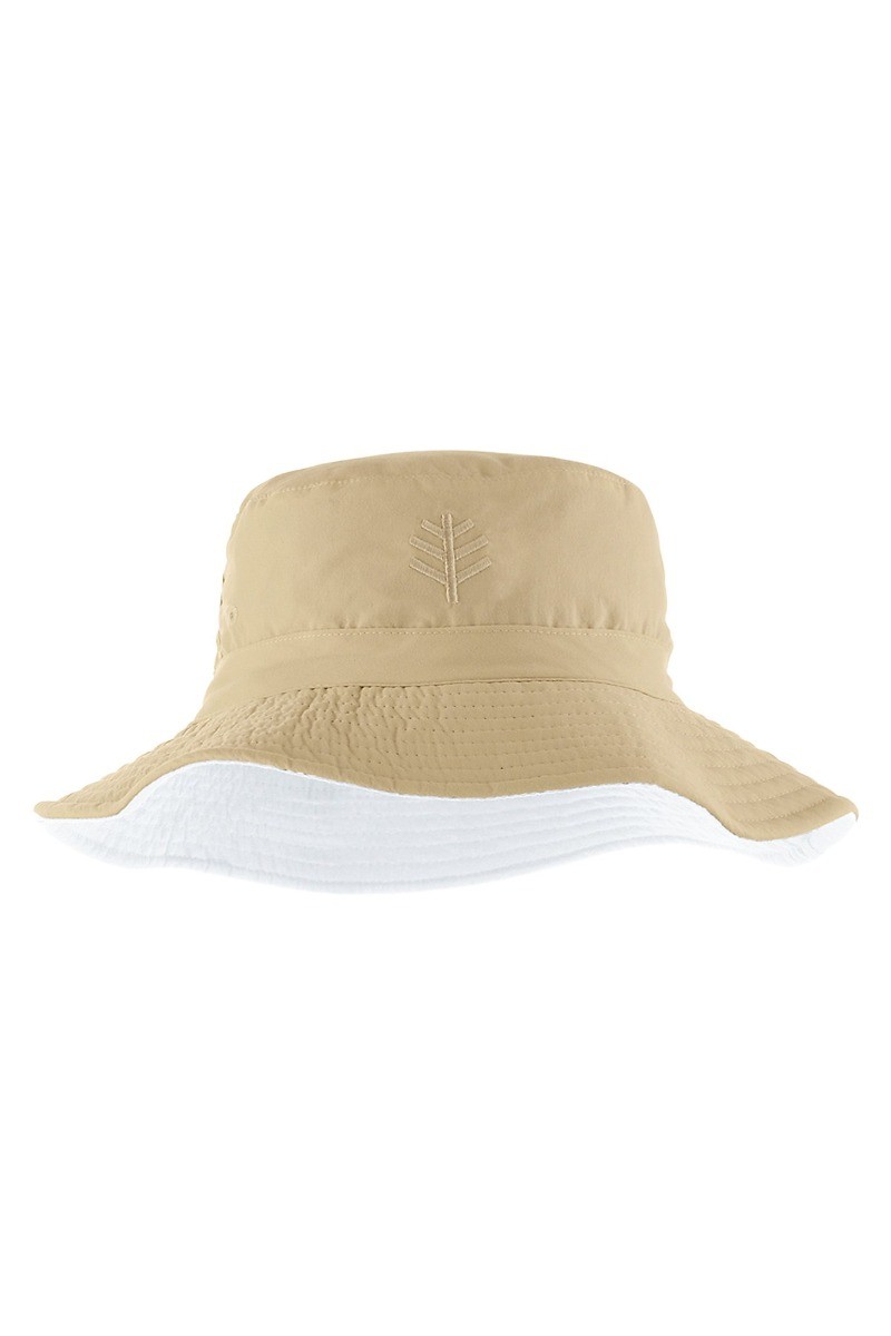 Coolibar - Reversible UV Bucket Hat for kids - Landon - Tan/White