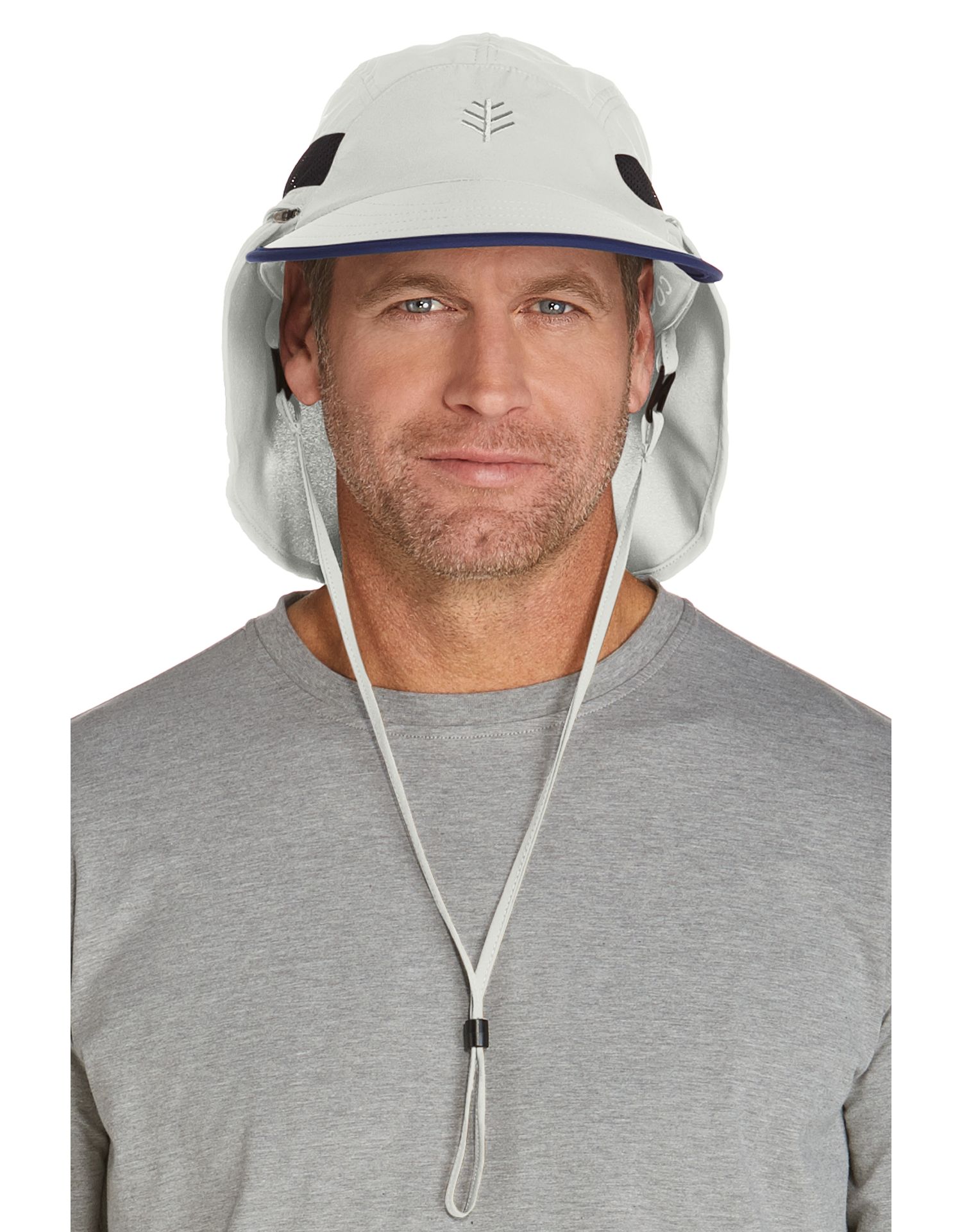 Coolibar - Convertible UV Fishing Cap for men - Calec - Stone/Navy