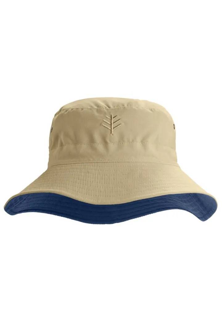 Coolibar - UV Reversible Bucket Hat for adults - Landon -Tan/Navy