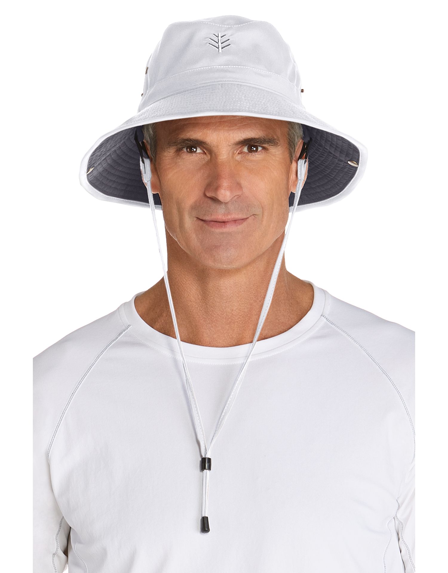 Coolibar - Featherweight UV Bucket Hat for men - Chase - White/Carbon