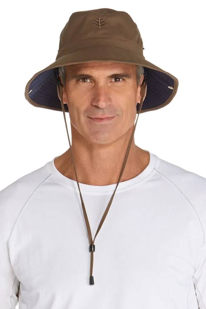 Coolibar - UV Featherweight Bucket Hat for men - Chase - Khaki/Navy