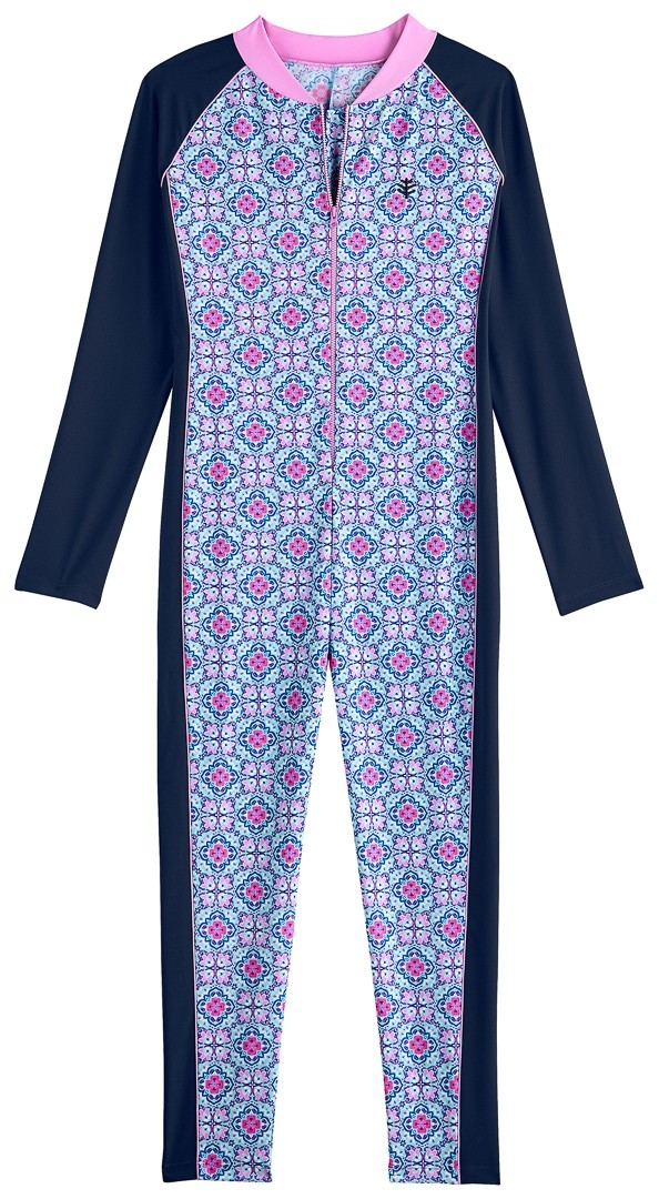 Coolibar - UV swimsuit for girls - long-sleeve - Mosaïque - multi
