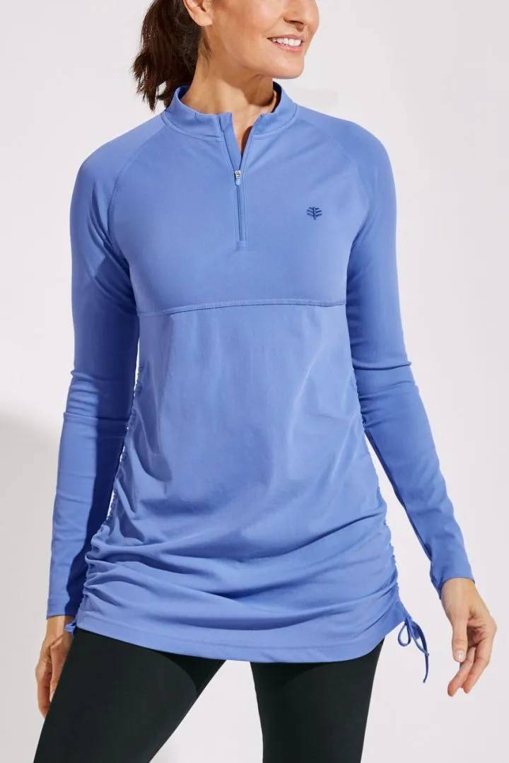 Coolibar - UV Swim Shirt for women - Lawai Ruche - Solid - Aura Blue 
