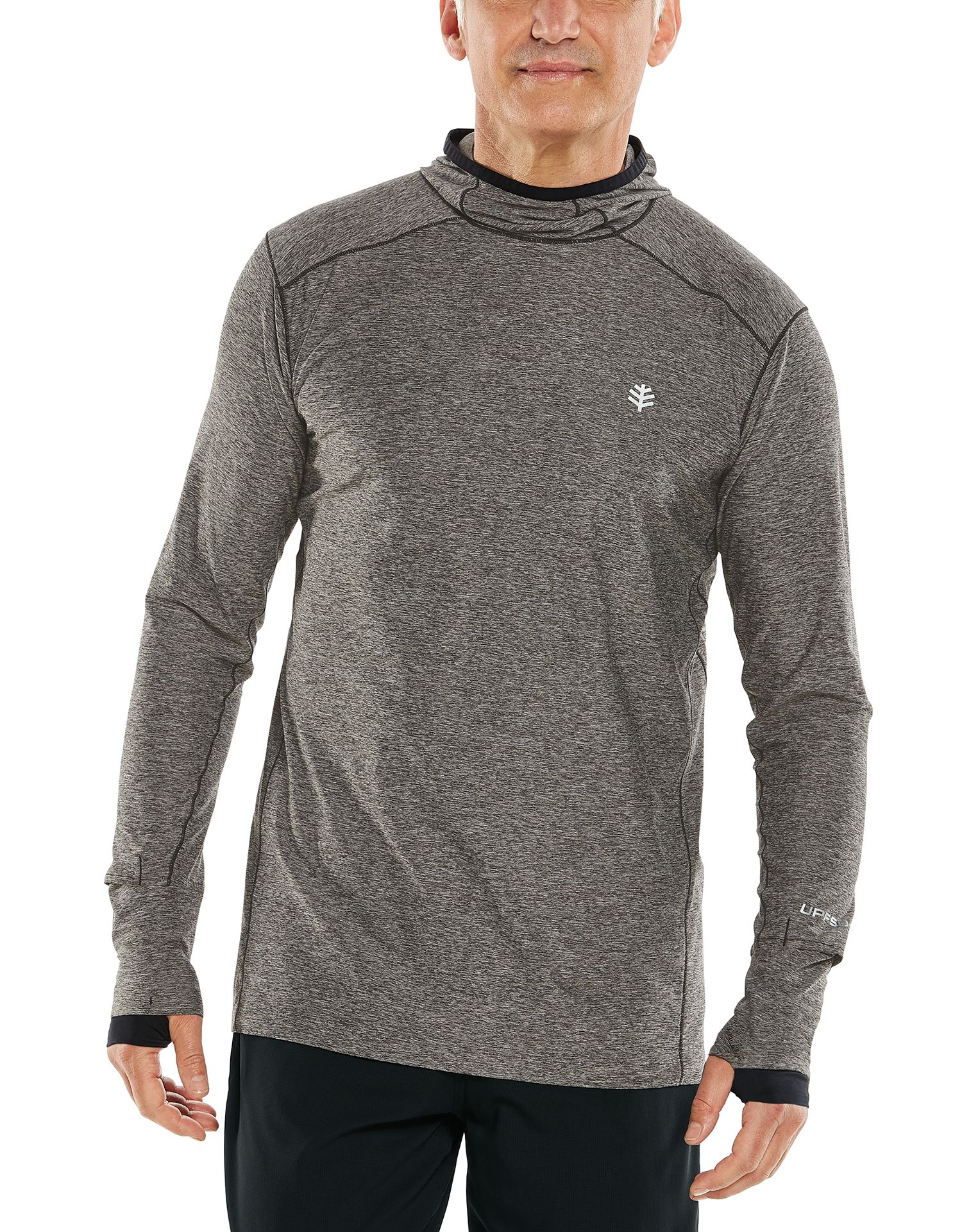 Coolibar - UV Hooded Sportshirt for men - Longsleeve - Agility - Charcoal