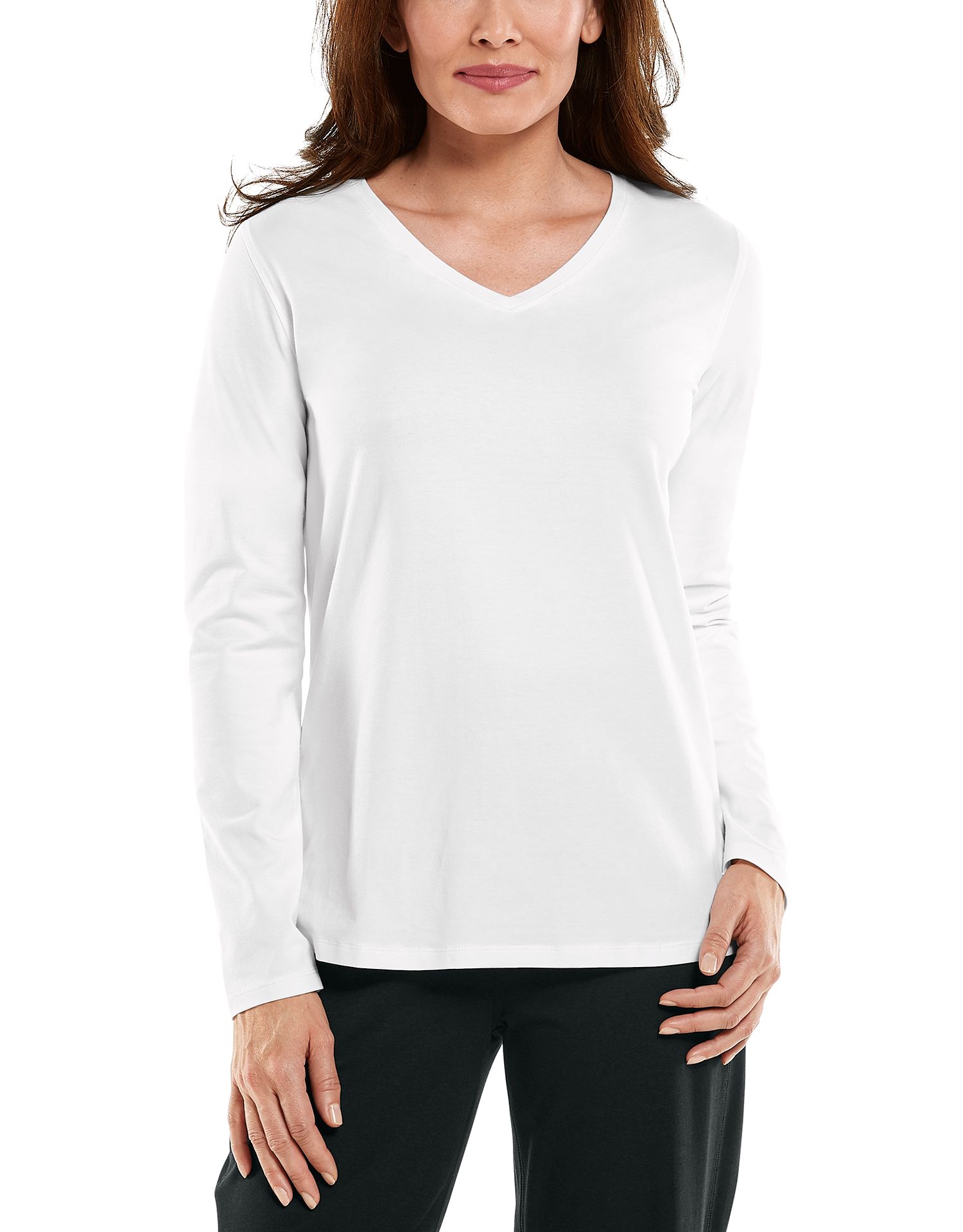 Coolibar - UV Shirt for women - V-Neck Longsleeve - Morada - White