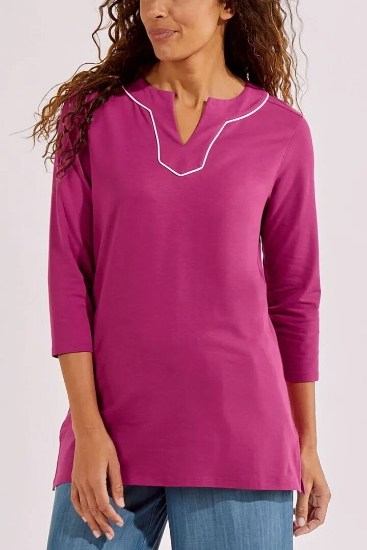 Coolibar - UV Tunic Top for women - Oceanview - Solid - Warm Angelica