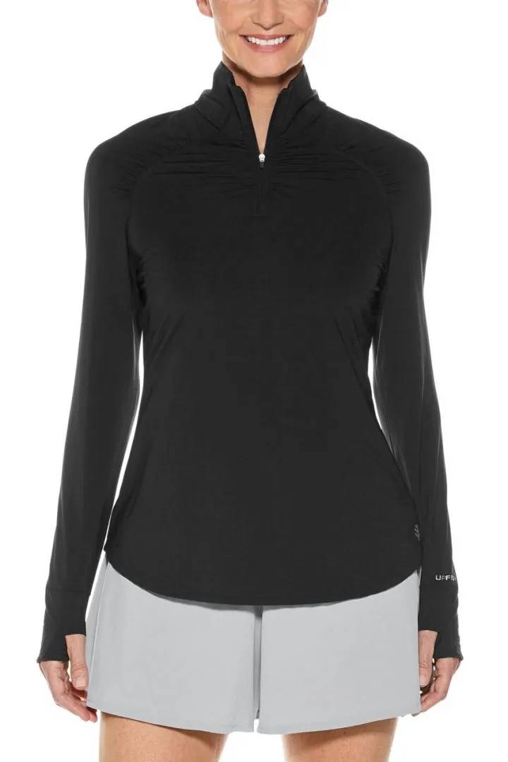 Coolibar - UV Vest with Quarter Zip for women - Arabella - Diamond Jacquard - Black