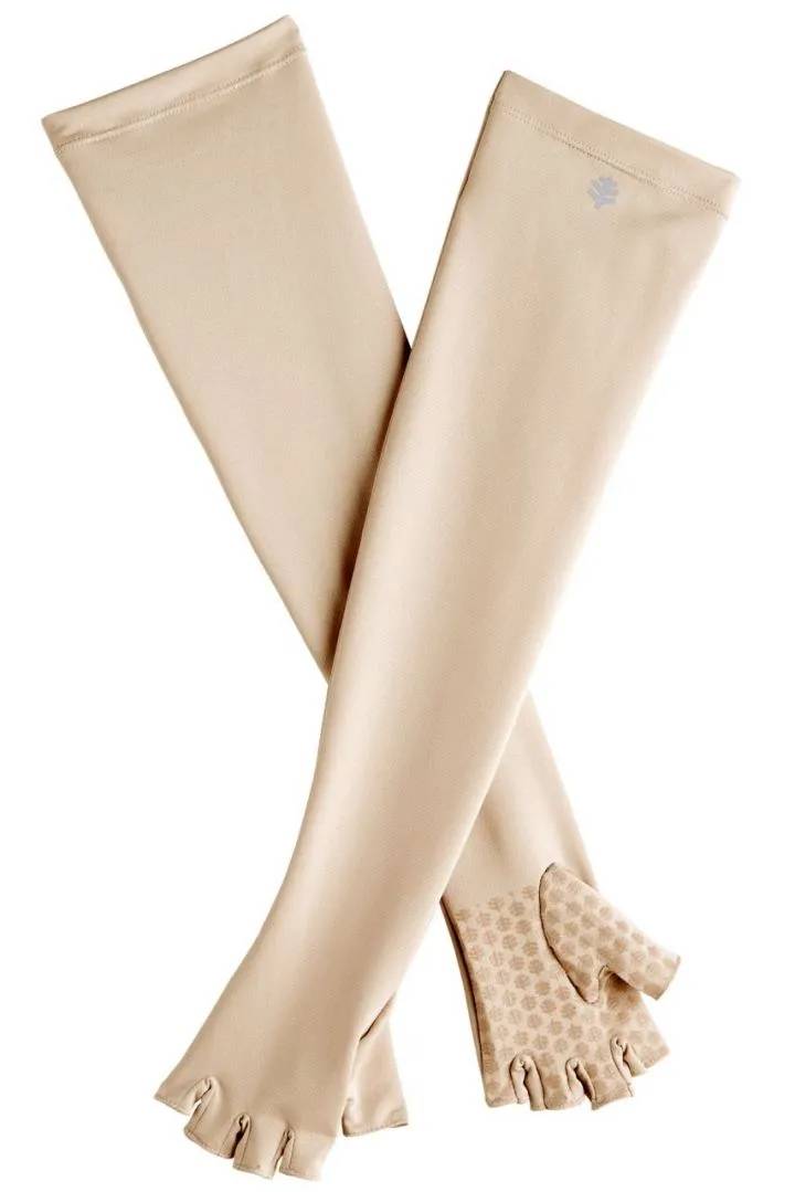 Coolibar - UV Long Fingerless Sun Gloves for adults - Perpetua - Beige