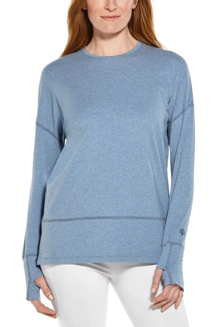 Coolibar - UV Relaxed Shirt for women - Long sleeve - LumaLeo - Heather - Light Blue 