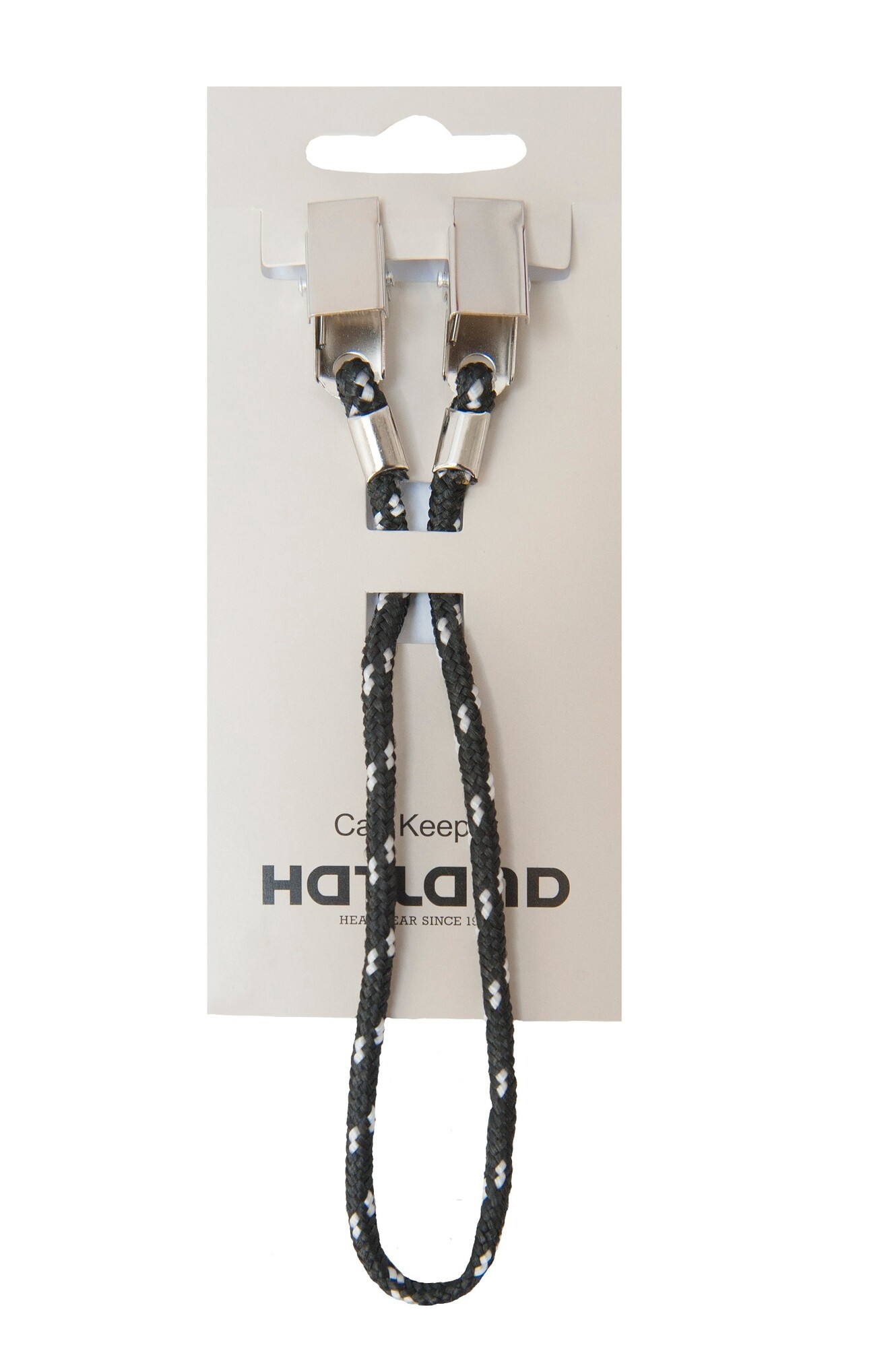 Hatland - Capkeeper to secure hat or cap to Jacket or shirt -Black/White