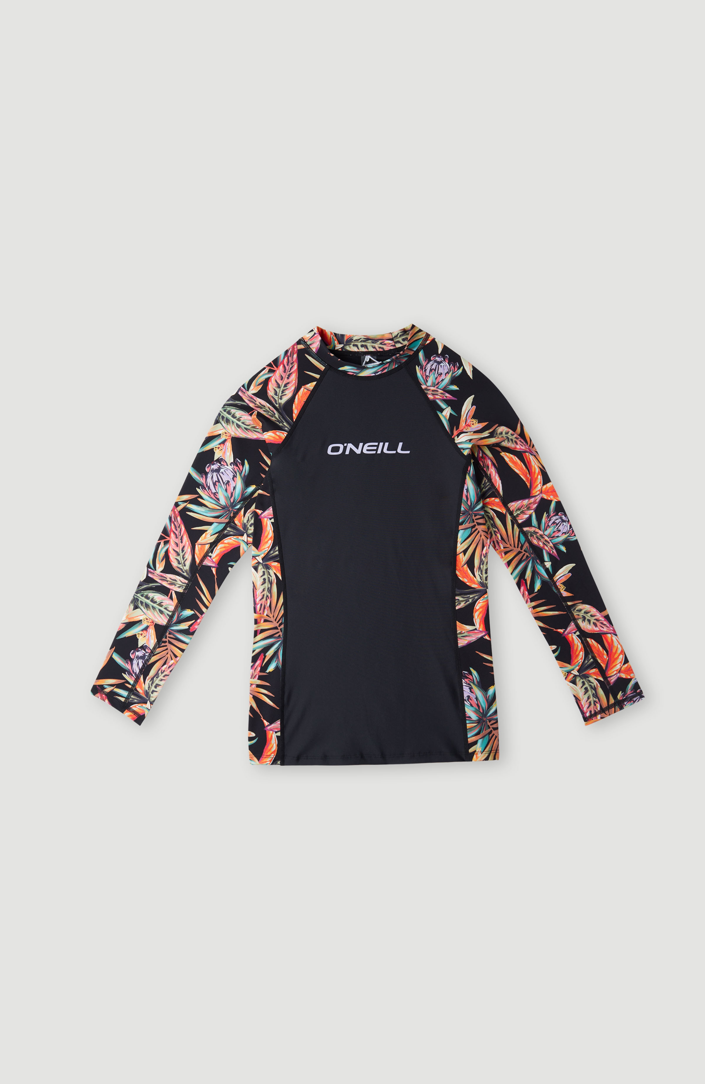 O'Neill - UV Swim shirt for girls with long sleeves - UPF50+ - Printed Skin - Black Tropical Flower