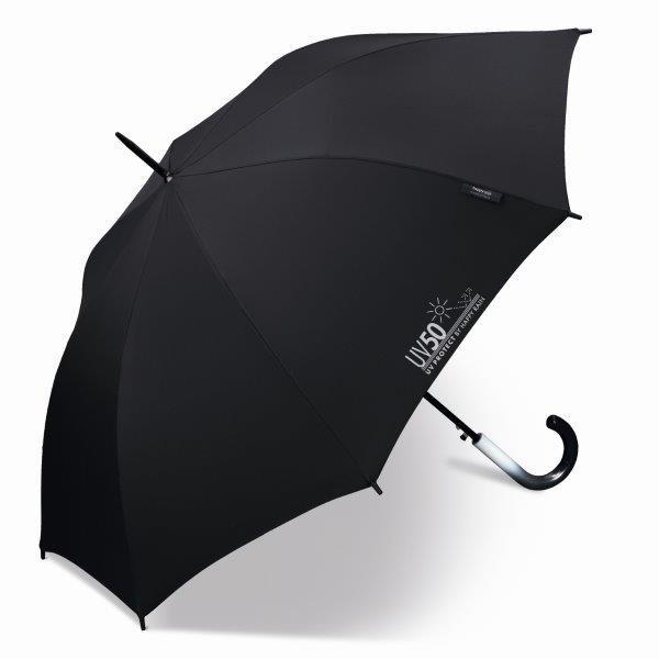 Happy Rain - Long umbrella with UV protection - Automatic - Black