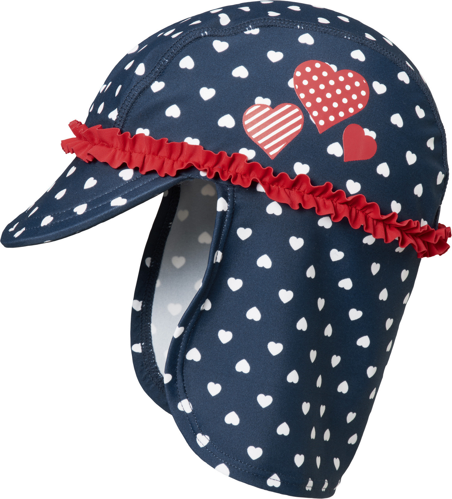 Playshoes - UV sun hat for girls - hearts - dark blue