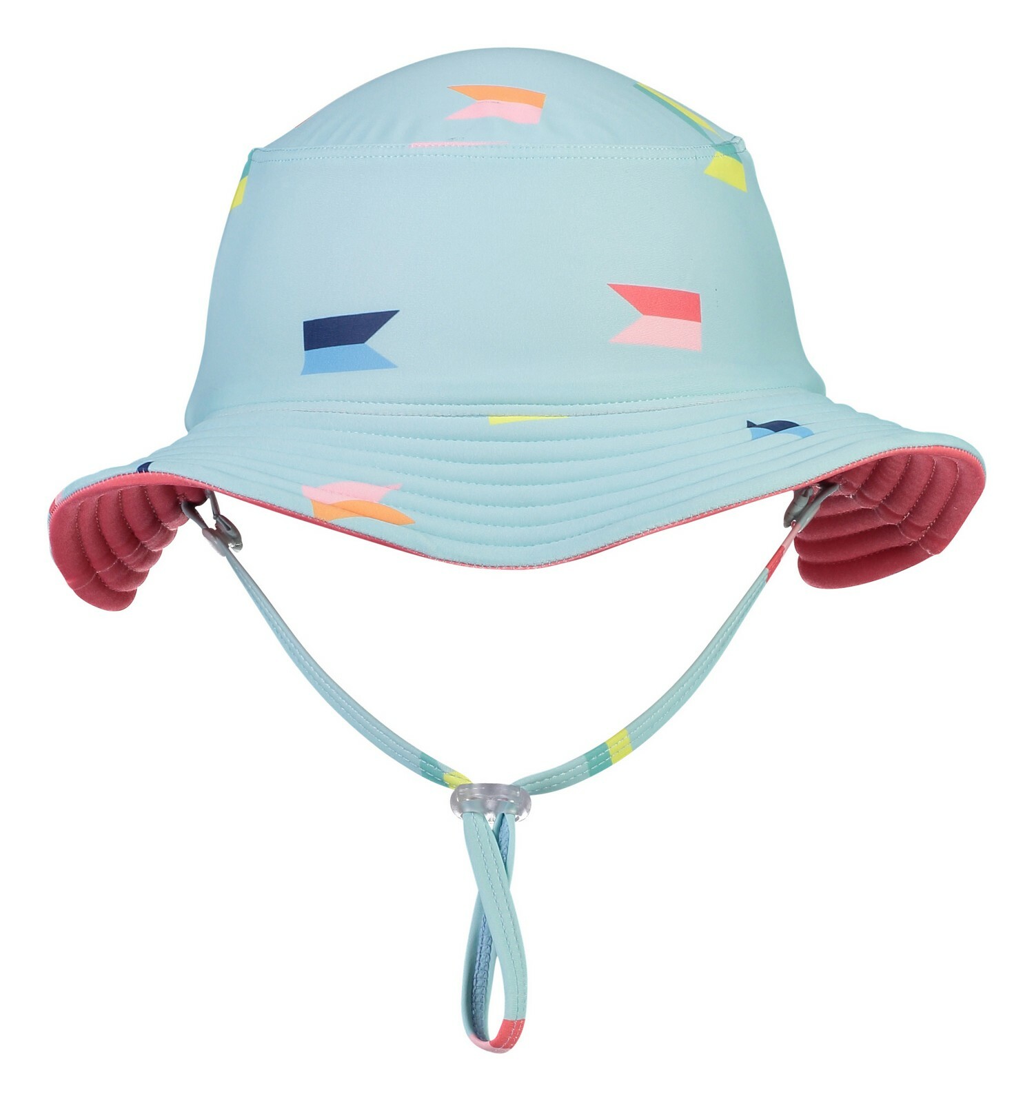 Snapper Rock - Reversible UV Bucket Hat for boys - Maritieme Fliers - Lightblue/Coral