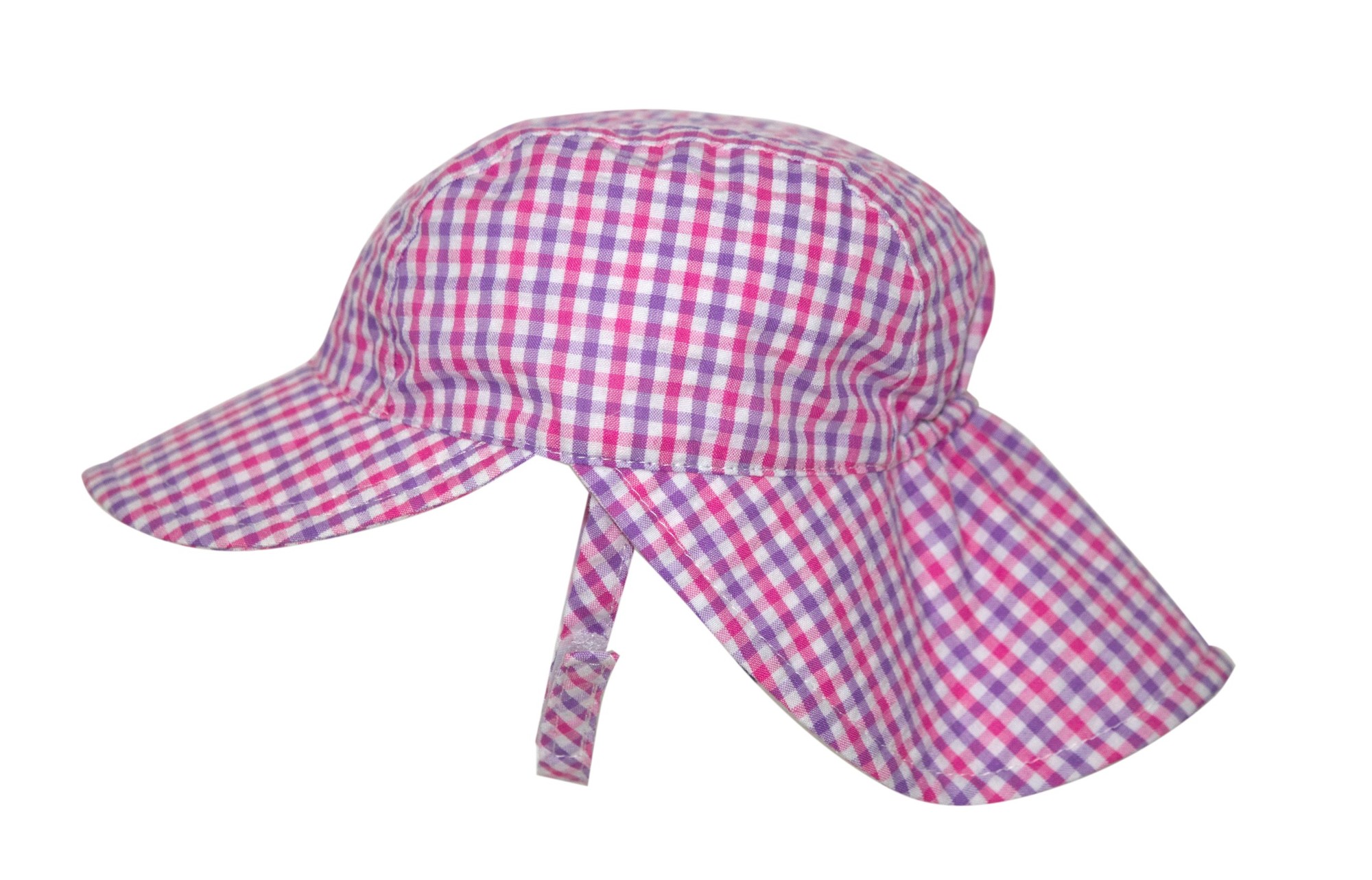 Rigon - UV sun cap for babies with neck flap - Pink gingham