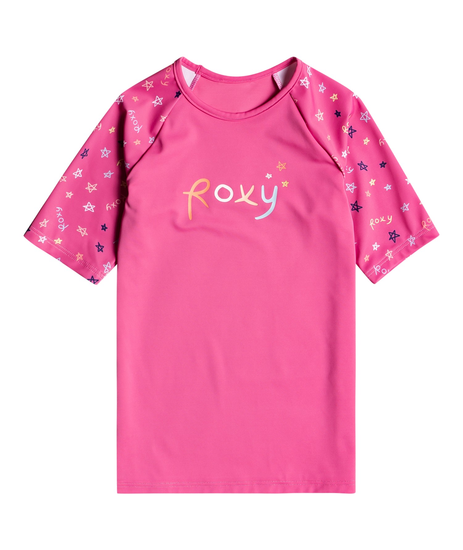 Roxy - UV Rashguard for girls - Tiny Stars - Short sleeve - Pink Guava Star Dance