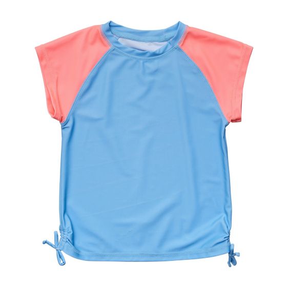 Snapper Rock - UV Rash top for girls - Short sleeve - Cornflower Peach - Blue/Pink