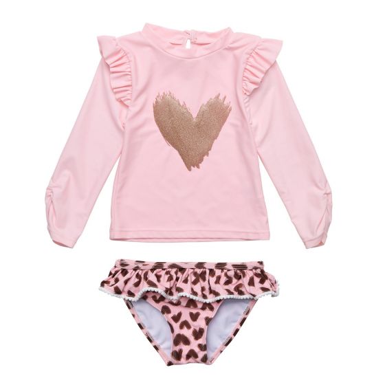 Snapper Rock - UV Swimset for babies and kids - Long sleeve - Wild Love - Pink