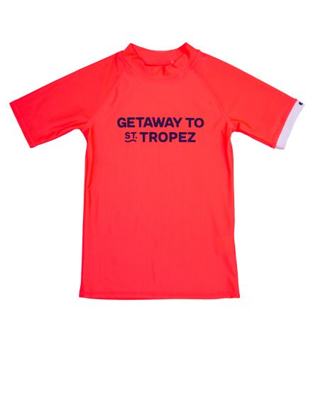 JUJA - UV Swim shirt with short sleeves for children - High Visual - UPF50+ - St. Tropez - Neon coral