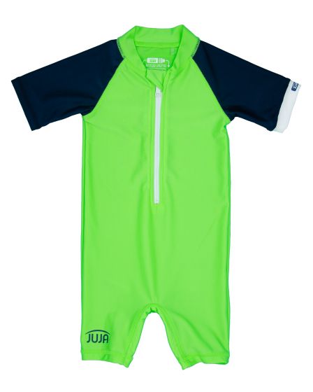 JUJA - UV Swim suit with short sleeves for babies - UPF50+ - Cool Coconut - Neon lime