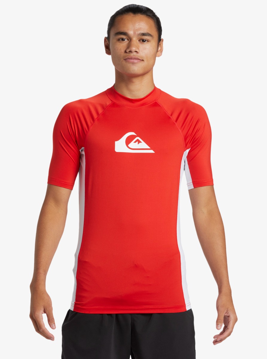Quiksilver UV Surf T shirt for men Everyday Short sleeve UPF50 High Risk Red