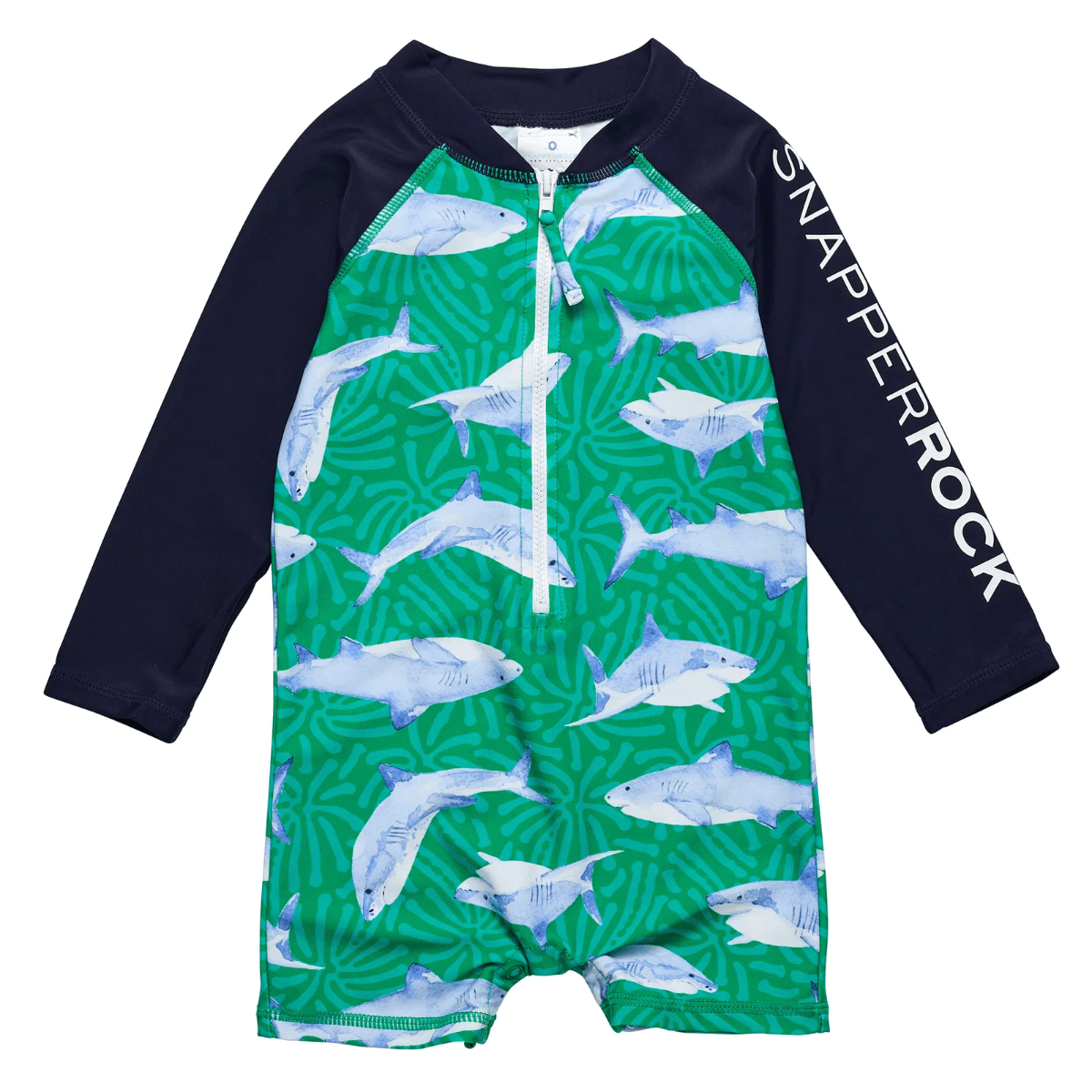 Snapper Rock - UV Swimsuit for babies - Long sleeve - UPF50+ - Reef Shark - Green/Blue