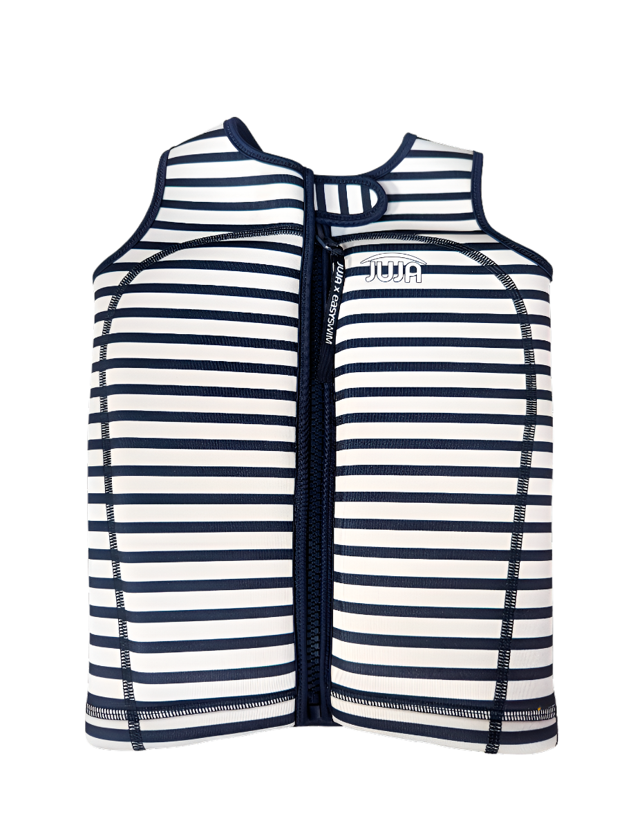 EasySwim x JUJA - Float Jacket for kids - UPF50+ - Fun - Stripped - White/Navy
