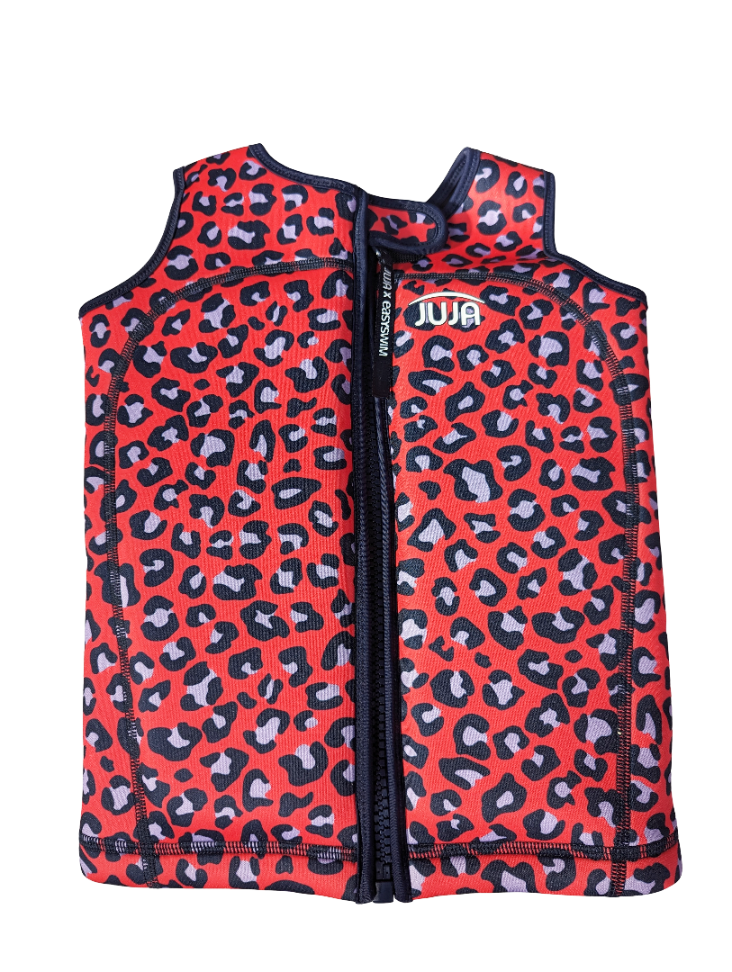 EasySwim x JUJA - Float Jacket for kids - UPF50+ - Leopard - Red/Purple