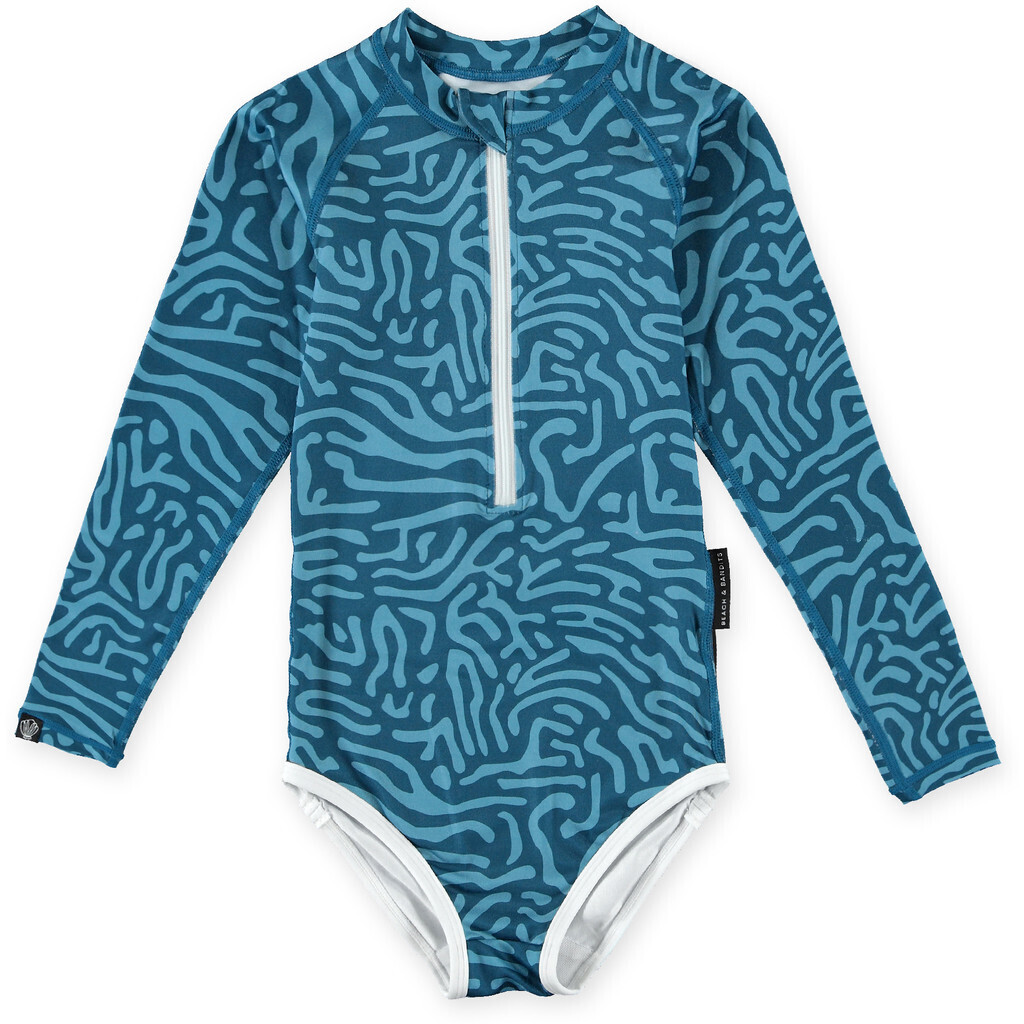 Beach & Bandits - UV Swimsuit for girls - Long sleeve - UPF50+ - Deep Ocean - Plastic Soup Foundation - Blue