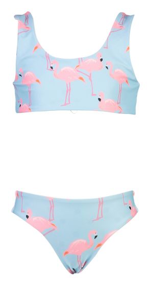 pk scheepsbouw Airco Snapper Rock - Reversible Sports Bikini for girls - Flamingo Social - Light  blue | UV-Fashions