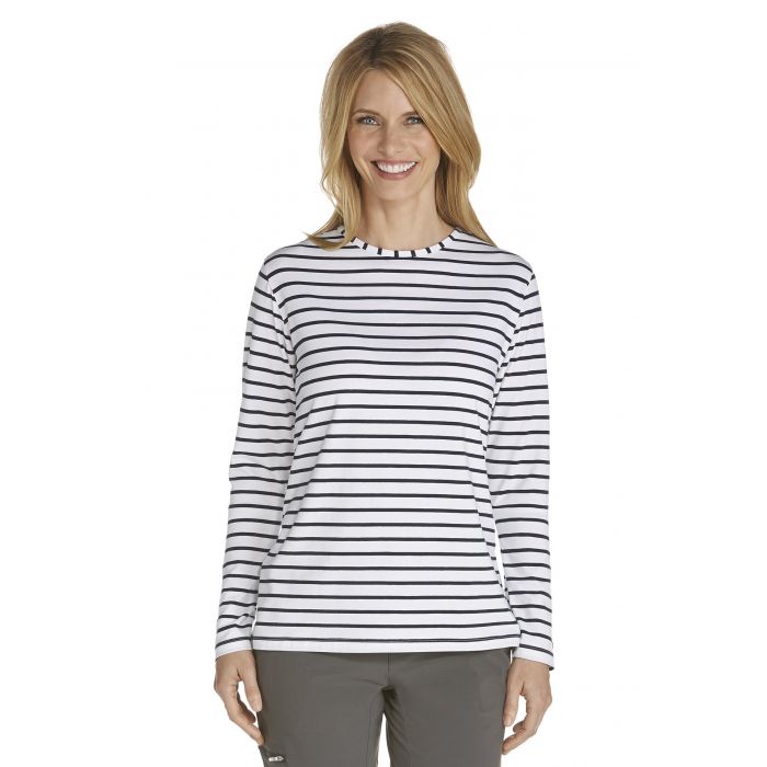 Coolibar - UV Shirt for women - Longsleeve - Morada - White/Navy