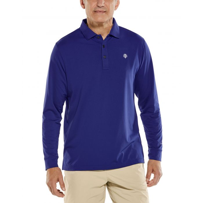 Coolibar UV Sport Polo for men Longsleeve Erodym Golf Midnight Blue UV Fashions