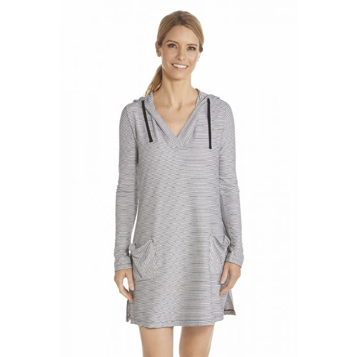 Coolibar - UV Dress with V-neck and hood women - White/Black