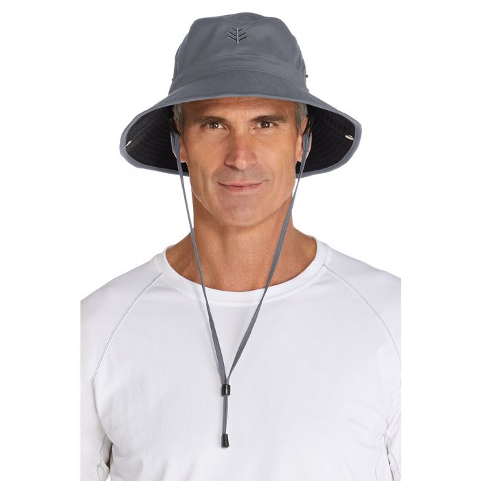 Coolibar - Featherweight UV Bucket Hat for men - Chase - Carbon/Black