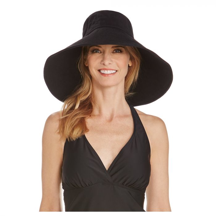 Coolibar - UV floppy hat for women - Wide brim - Black