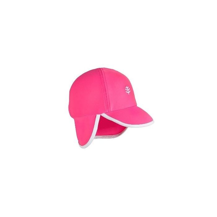 Coolibar - UV sun cap for babies with neck flap - Aloha Pink/White