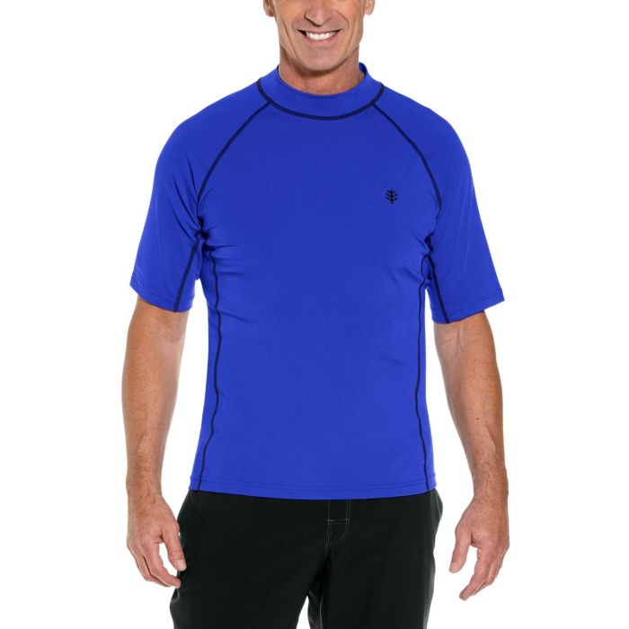 Coolibar - UV Swim Shirt for men - Tulum Rash Guard - Cobalt Blue