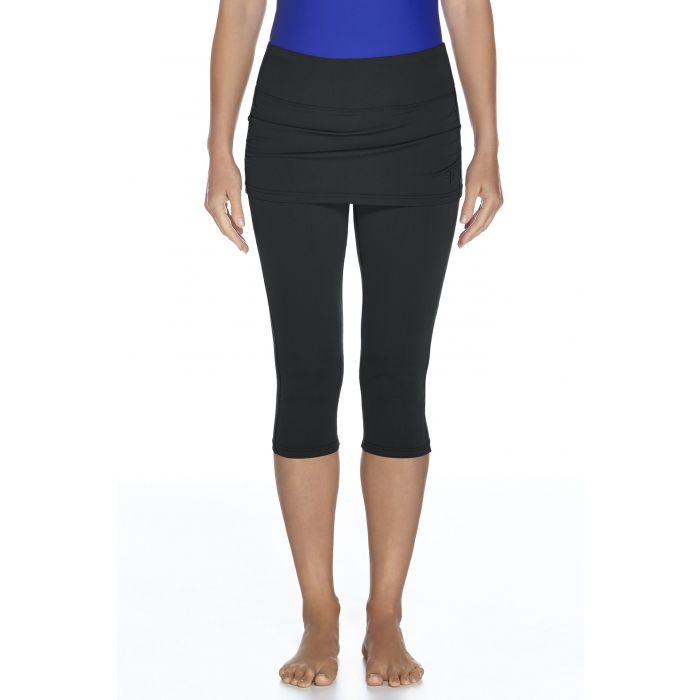 Coolibar - Skirted Swim Capri  - Black