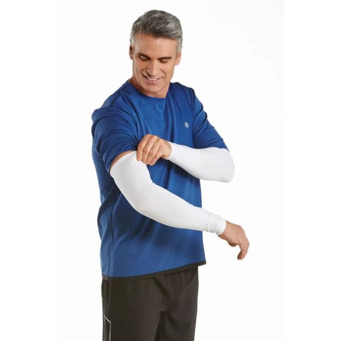 Coolibar - UV Sun Sleeves for men - Navagio - White