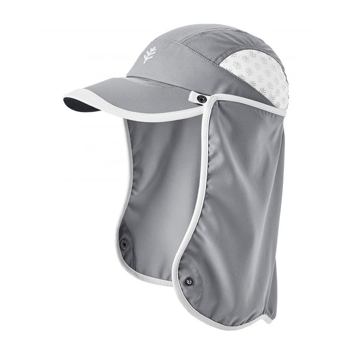 Coolibar - UV Sport Cap with neck cover for kids - Agility - Steel Grey/White