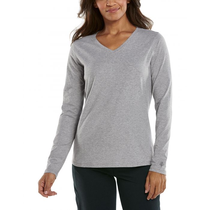 Coolibar - UV Shirt for women - V-Neck Longsleeve - Morada - Grey