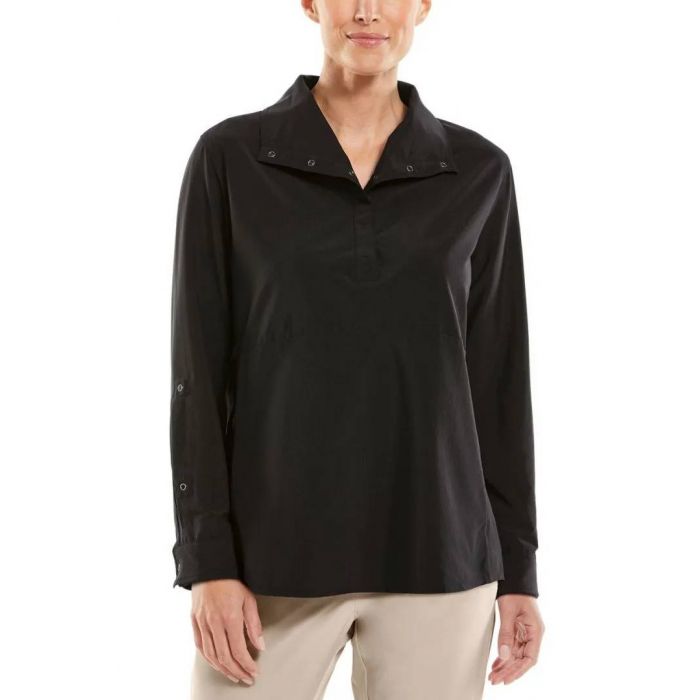 Coolibar - UV Funnel Neck Tunic Top for women - Catona - Shadow Stripe - Black 
