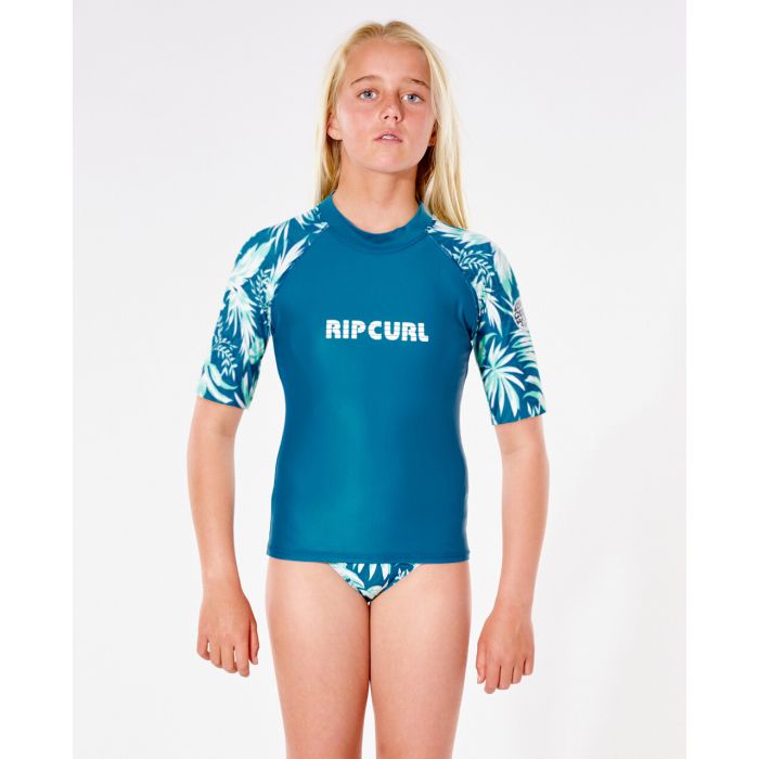 Rip Curl UV Swim set for girls Sun Rays Short sleeve 3 piece Dark Teal UV Fashions