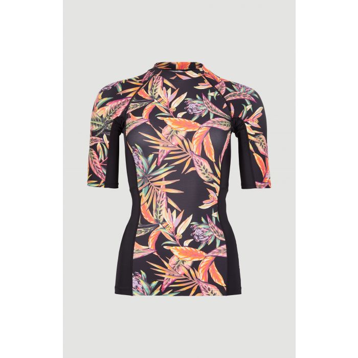 O'Neill - UV Swim shirt with short sleeves for women - Anglet - UPF50+ - Black Tropical Flower