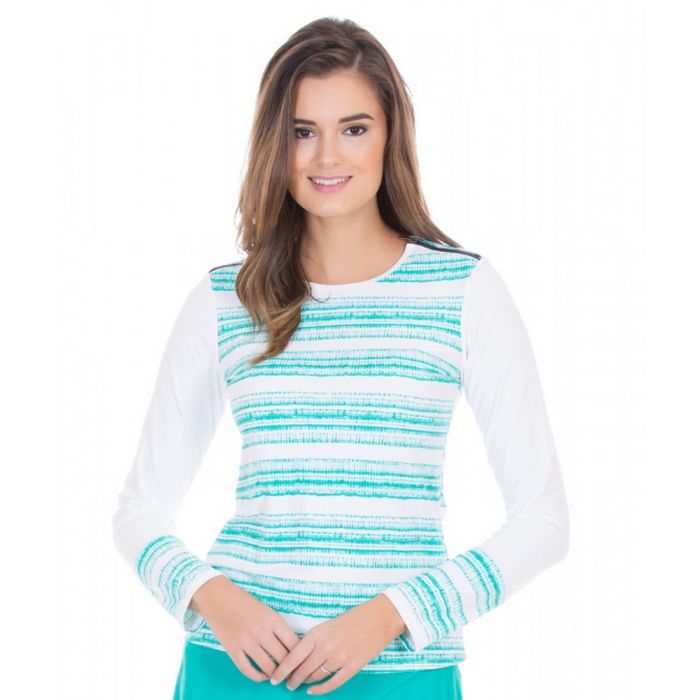 Cabana Life - UV resistant Rashguard with zipper for ladies - Turquoise/White