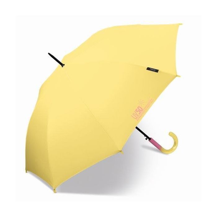 Happy Rain - Long umbrella with UV protection - Automatic - Yellow