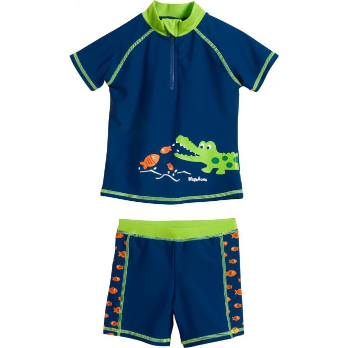 Playshoes - UV swim set two-piece for boys - Crocodile - Blue