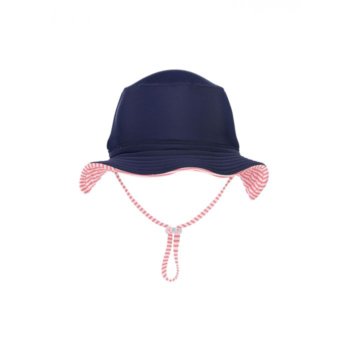 Snapper Rock - UV Bucket Hat for babies - White/Red - Navyblue